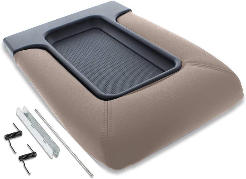 EcoAuto Center Console Lid Replacement Kit for 99-07 Silverado, Avalanche, Suburban, Sierra, Yukon - Replaces OEM 19127364, 19127365, 19127366 (Beige) - Image 1